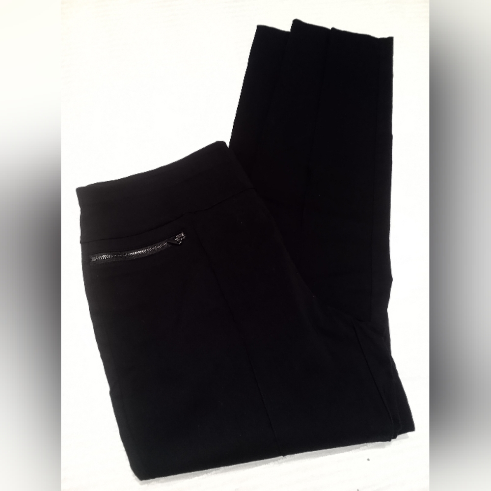 Style&CO size large 3% spandex 2 mock zippers black straight/slimming